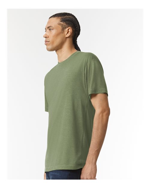 American Apparel TR401 Unisex Triblend Track Tee - Tri-Olive - model side