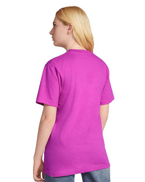 American Apparel 2001 Unisex Fine Jersey Tee - Super Pink - model back
