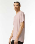 American Apparel 2006CVC Unisex CVC V-Neck Tee - Heather Blush - model side