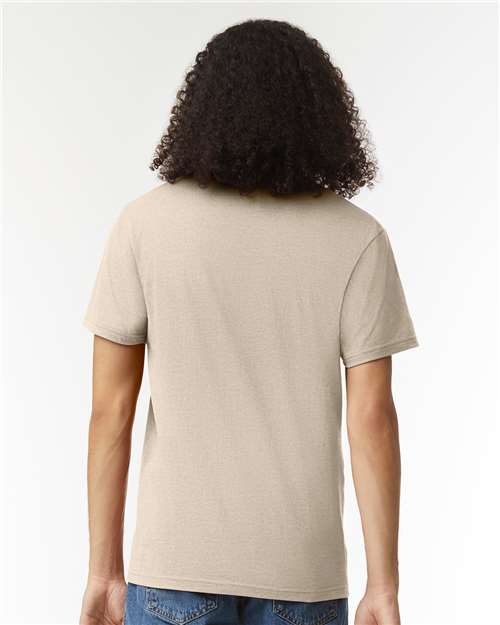 American Apparel 2006CVC Unisex CVC V-Neck Tee - Heather Bone - model back