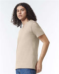 American Apparel 2006CVC Unisex CVC V-Neck Tee - Heather Bone - model side