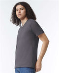 American Apparel 2006CVC Unisex CVC V-Neck Tee - Heather Charcoal - model side