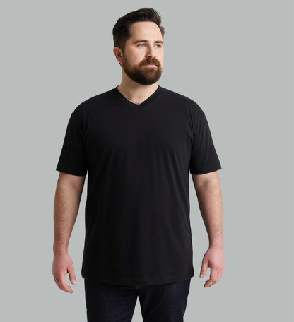 Classic V-Neck T-Shirt in Black, back view