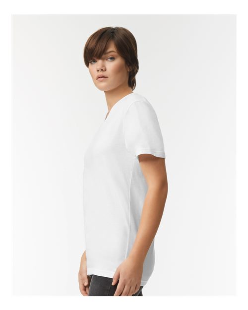 American Apparel 2006CVC Unisex CVC V-Neck Tee - White - model side