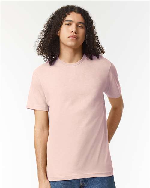 American Apparel 2001CVC Unisex CVC Tee - Heather Blush - model front