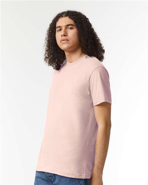 American Apparel 2001CVC Unisex CVC Tee - Heather Blush - model side