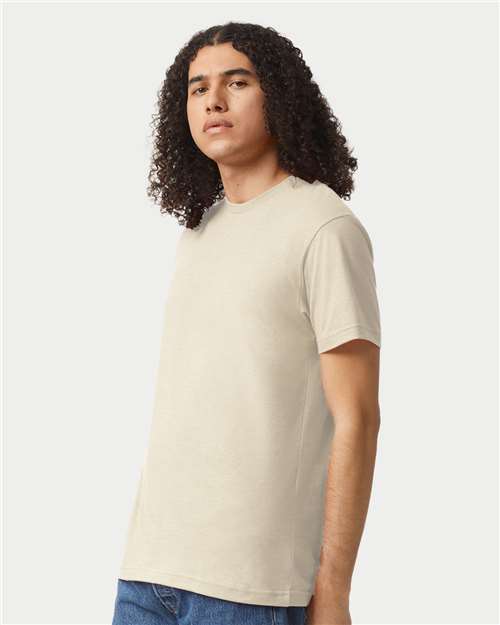 American Apparel 2001CVC Unisex CVC Tee - Heather Bone - model side