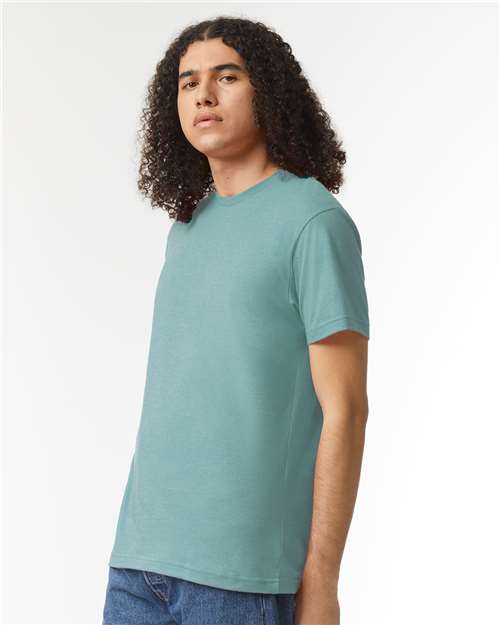 American Apparel 2001CVC Unisex CVC Tee - Heather Arctic - model side
