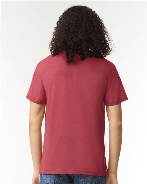 American Apparel 2001CVC Unisex CVC Tee - Heather Cardinal - model back