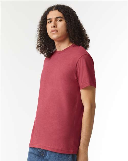 American Apparel 2001CVC Unisex CVC Tee - Heather Cardinal - model side