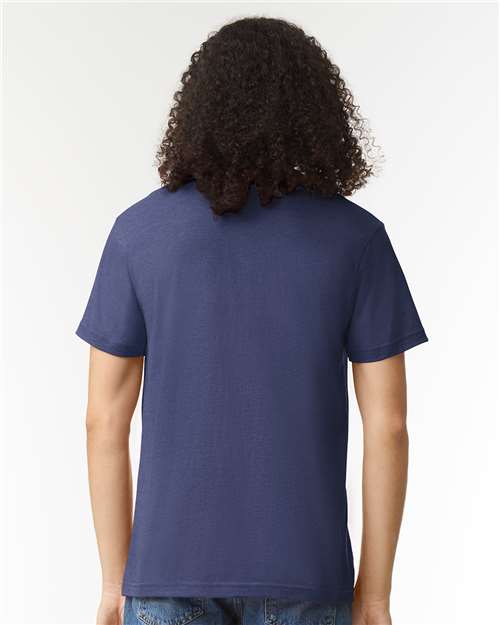 American Apparel 2001CVC Unisex CVC Tee - Heather Indigo - model back
