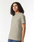 American Apparel 2001CVC Unisex CVC Tee - Heather Khaki - model side