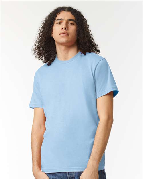American Apparel 2001CVC Unisex CVC Tee - Heather Light Blue - model front