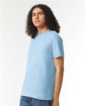 American Apparel 2001CVC Unisex CVC Tee - Heather Light Blue - model side