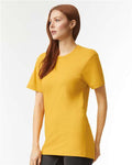 American Apparel 2001CVC Unisex CVC Tee - Heather Mustard - model side