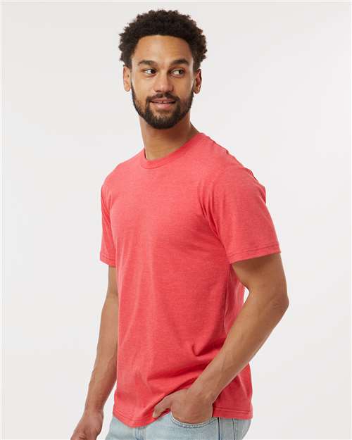 American Apparel 2001CVC Unisex CVC Tee - Heather Red - model side