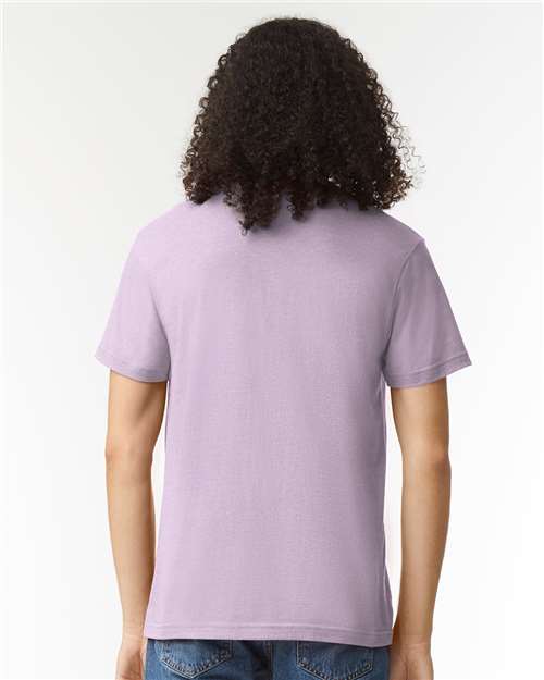 American Apparel 2001CVC Unisex CVC Tee - Heather Lilac - model back
