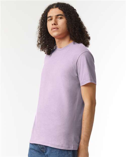 American Apparel 2001CVC Unisex CVC Tee - Heather Lilac - model side