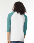 American Apparel 2003CVC Unisex CVC Three-Quarter Sleeve Tee - White/Heather Arctic - model back