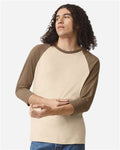 American Apparel 2003CVC Unisex CVC Three-Quarter Sleeve Tee - Heather Bone/ Heather Army - model front
