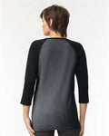 American Apparel 2003CVC Unisex CVC Three-Quarter Sleeve Tee - Heather Charcoal/ Black - model back