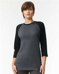 American Apparel 2003CVC Unisex CVC Three-Quarter Sleeve Tee - Heather Charcoal/ Black - model front