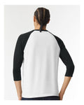 American Apparel 2003CVC Unisex CVC Three-Quarter Sleeve Tee - White/ Black - model back