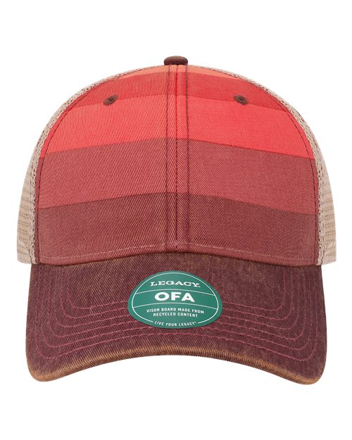LEGACY OFA Old Favorite Trucker Cap - Red Stripe/ Khaki - front