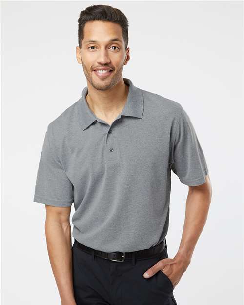 Paragon 100 Men's Saratoga Performance Mini Mesh Polo - Heather Grey - model front