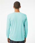 Paragon 210 Unisex Long Islander Performance Long Sleeve T-Shirt - Aqua Blue - model back