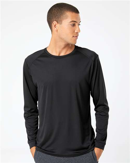Paragon 210 Unisex Long Islander Performance Long Sleeve T-Shirt - Black - model front