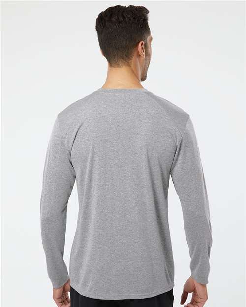 Paragon 210 Unisex Long Islander Performance Long Sleeve T-Shirt - Heather Grey - model back