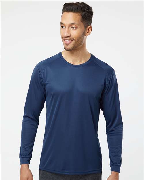 Paragon 210 Unisex Long Islander Performance Long Sleeve T-Shirt - Navy - model front