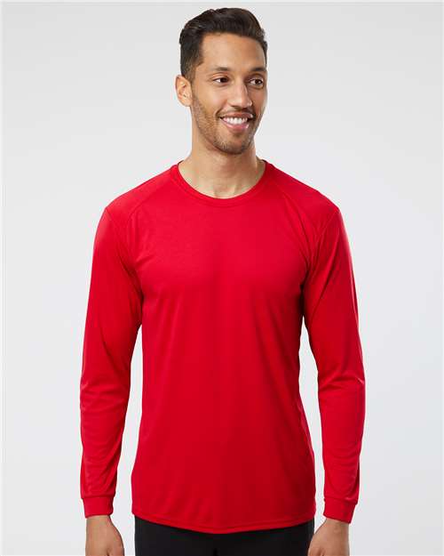 Paragon 210 Unisex Long Islander Performance Long Sleeve T-Shirt - Red - model front
