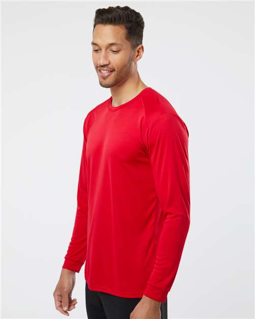 Paragon 210 Unisex Long Islander Performance Long Sleeve T-Shirt - Red - model side