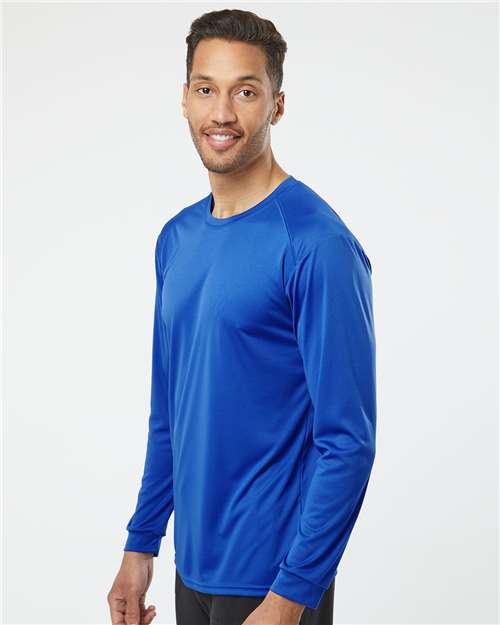 Paragon 210 Unisex Long Islander Performance Long Sleeve T-Shirt - Royal - model side