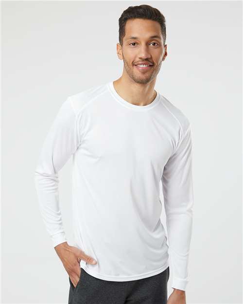 Paragon 210 Unisex Long Islander Performance Long Sleeve T-Shirt - White - model front