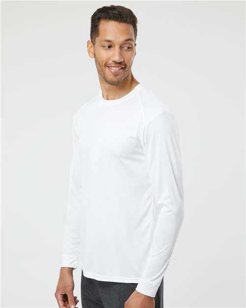 Paragon 210 Unisex Long Islander Performance Long Sleeve T-Shirt - White - model side