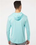 Paragon 220 Unisex Bahama Performance Hooded Long Sleeve T-Shirt - Aqua Blue - model back