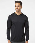 Paragon 220 Unisex Bahama Performance Hooded Long Sleeve T-Shirt - Black - model front