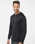 Paragon 220 Unisex Bahama Performance Hooded Long Sleeve T-Shirt - Black - model side