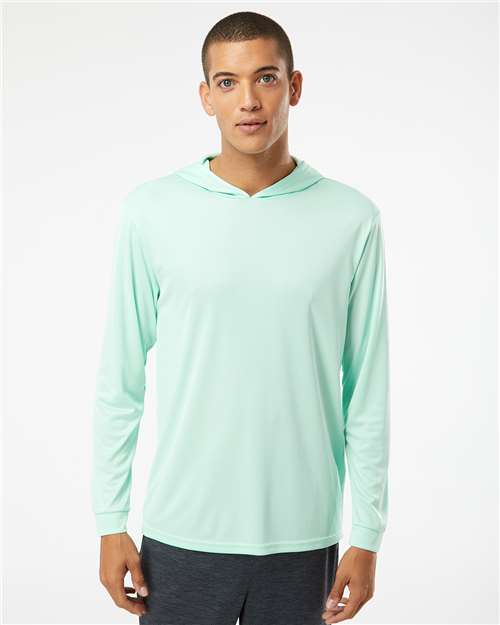 Paragon 220 Unisex Bahama Performance Hooded Long Sleeve T-Shirt - Mint Green - model front