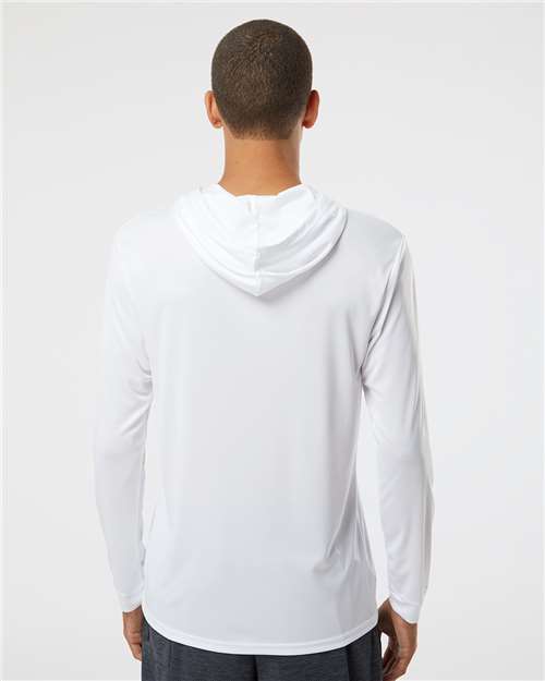 Paragon 220 Unisex Bahama Performance Hooded Long Sleeve T-Shirt - White - model back