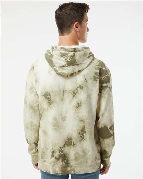 Independent Trading Co. PRM4500TD Unisex Midweight Tie-Dyed Hooded Sweatshirt - Tie Dye Olive - model back