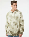 Independent Trading Co. PRM4500TD Unisex Midweight Tie-Dyed Hooded Sweatshirt - Tie Dye Olive - model front