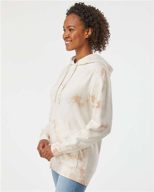 Independent Trading Co. PRM4500TD Unisex Midweight Tie-Dyed Hooded Sweatshirt - Tie Dye Dusty Pink - model side