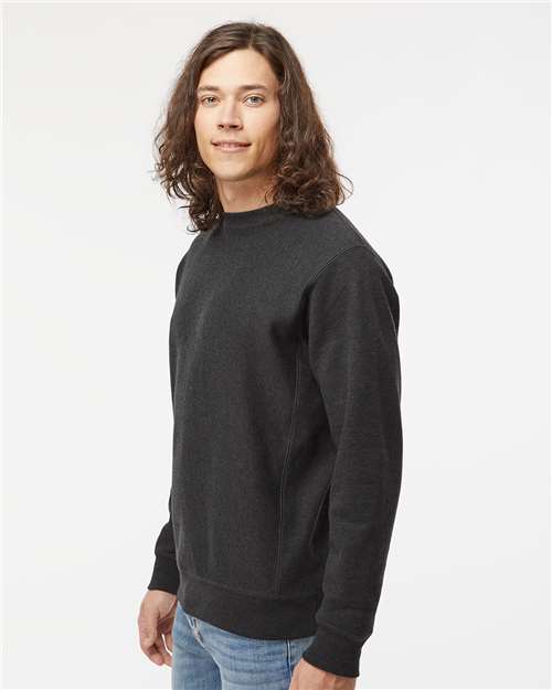 Independent Trading Co. IND5000C Unisex Legend Premium Heavyweight Cross-Grain Crewneck Sweatshirt - Charcoal Heather - model side