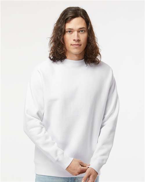 Independent Trading Co. IND5000C Unisex Legend Premium Heavyweight Cross-Grain Crewneck Sweatshirt - White - model front