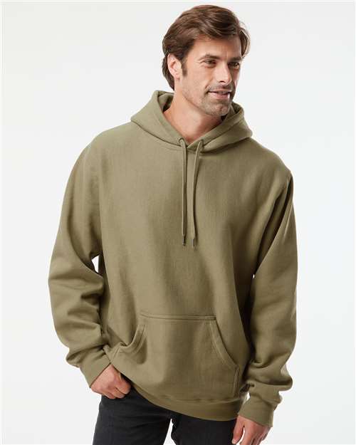 Independent Trading Co. IND5000P Unisex Legend Premium Heavyweight Cross-Grain Hooded Sweatshirt - Olive - model front