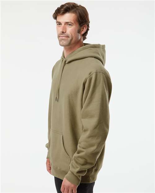 Independent Trading Co. IND5000P Unisex Legend Premium Heavyweight Cross-Grain Hooded Sweatshirt - Olive - model side